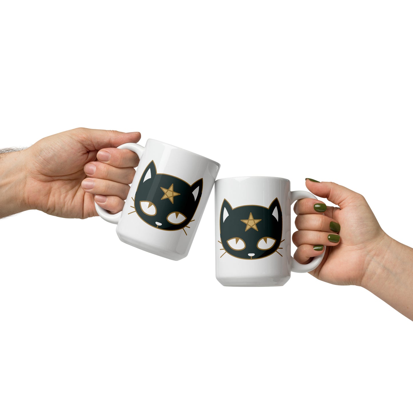 Black Cat Magic White glossy mug