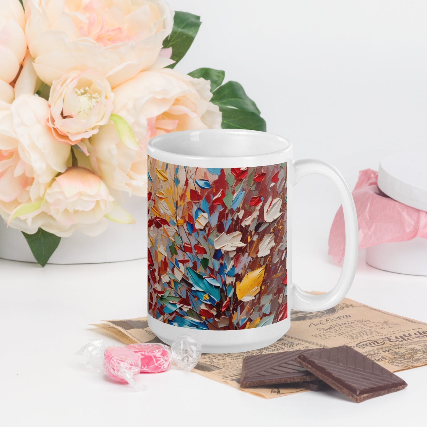 Flower White glossy mug