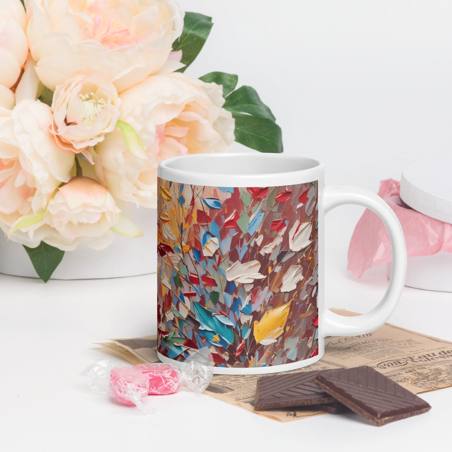 Flower White glossy mug