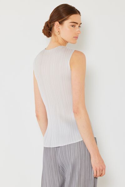 Pleated Sleeveless Crewneck Tank