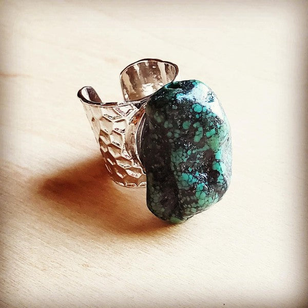 Natural Turquoise Chunk on Cuff Ring - Executive Gypsy