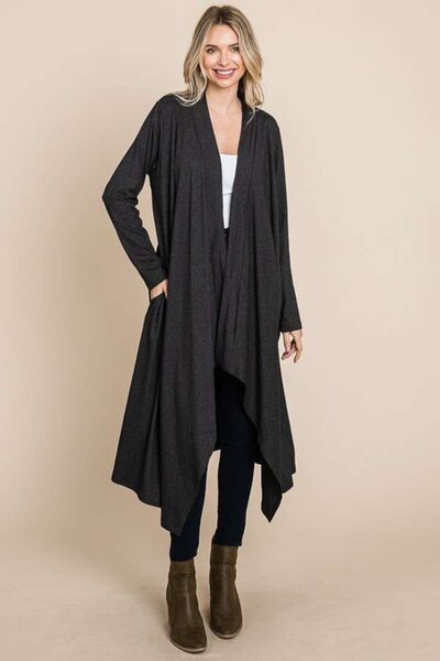 Open Front Longline Cover Up with Pockets