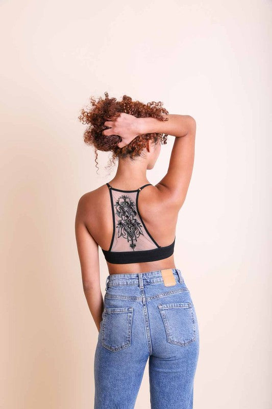 Tattoo Mesh Racerback Bralette - Executive Gypsy