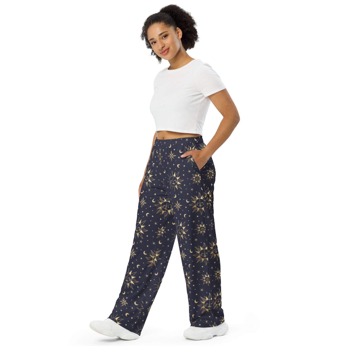 Sun and Moon All-over print unisex wide-leg pants - Executive Gypsy