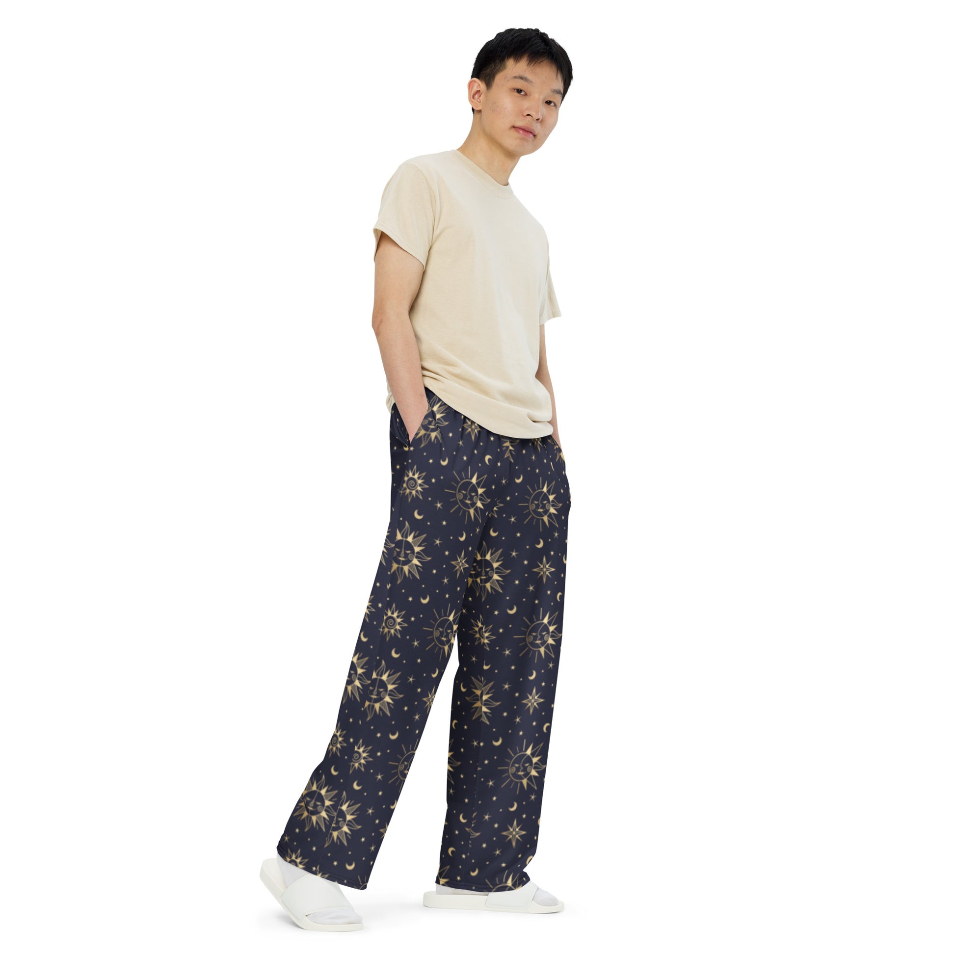 Sun and Moon All-over print unisex wide-leg pants - Executive Gypsy