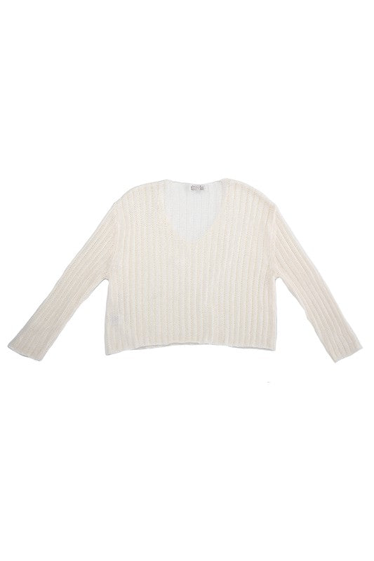 Variegated rib V neck sweater - Executive Gypsy