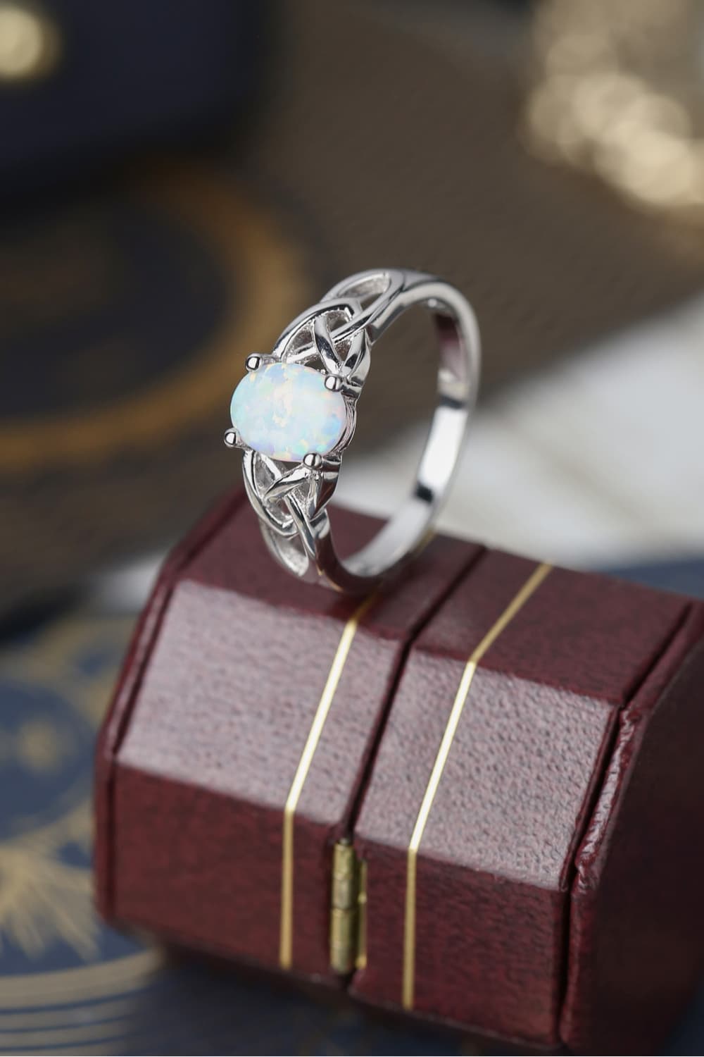 Celtic Knot 4-Prong Opal Ring