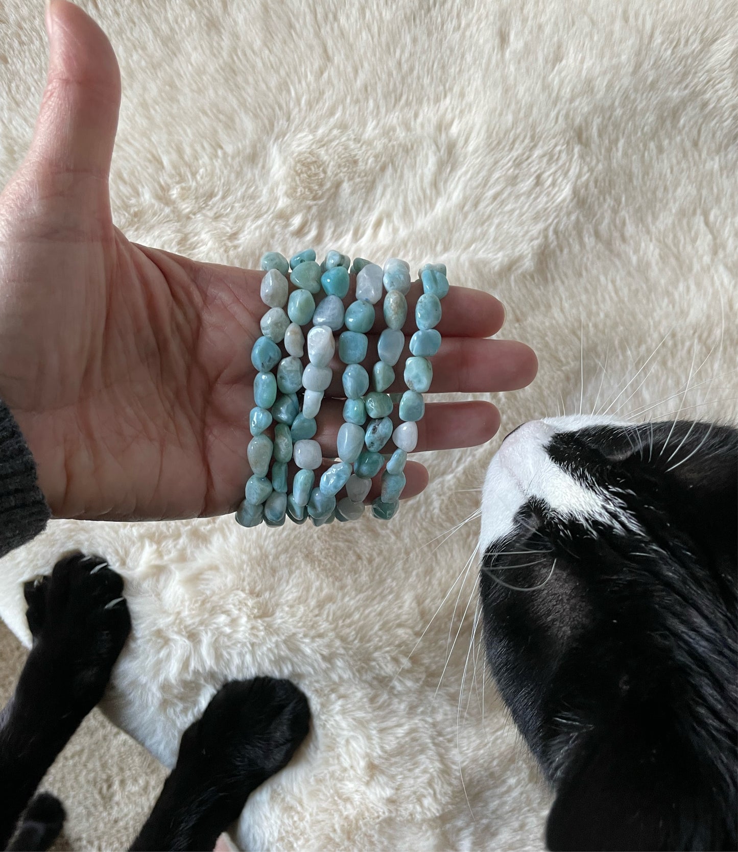 Tumbled Larimar Stretch Bracelet - Executive Gypsy