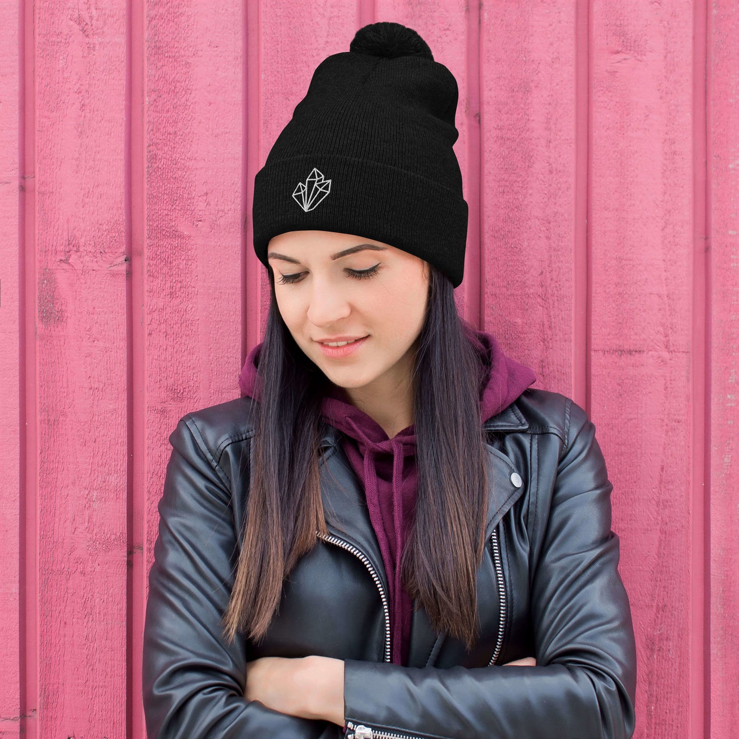 Crystal Embroidered Pom-Pom Beanie - Executive Gypsy